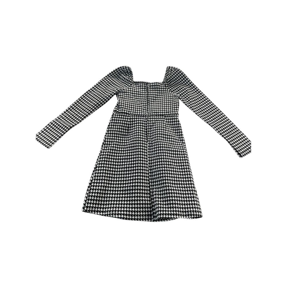 Franki Girls Black White Plaid Long Sleeve Mini Dress Youth Size 8
